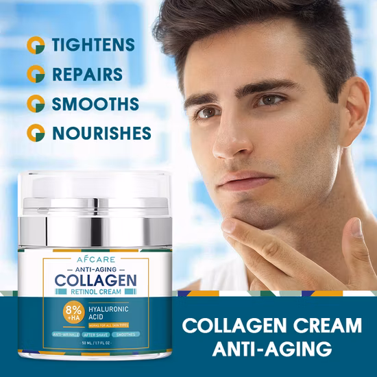 Private Label Anti Aging Skin Care Face Cream Natural Collagen Day and Night Cream for Men