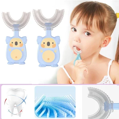 Escova de dentes infantil em forma de U para bebês Escova de dentes de silicone macio Escova para recém-nascidos Dentes infantis Cuidados bucais Limpeza Saúde