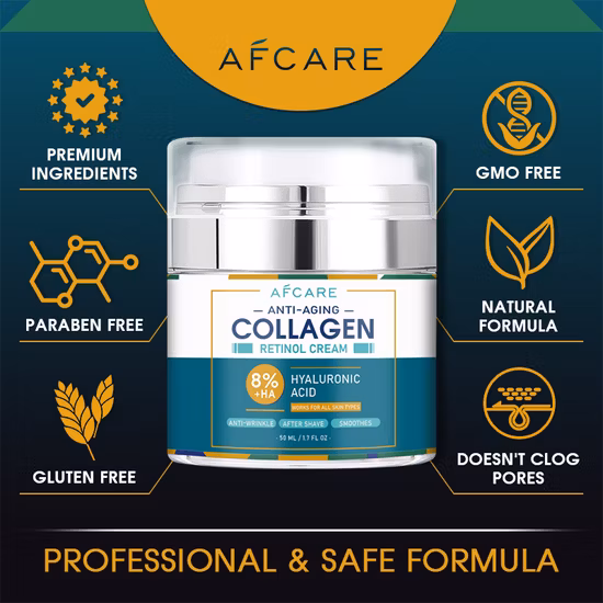 Marca Própria Antienvelhecimento Cuidados com a Pele Creme Facial Colágeno Natural Creme Diurno e Noturno para Homens